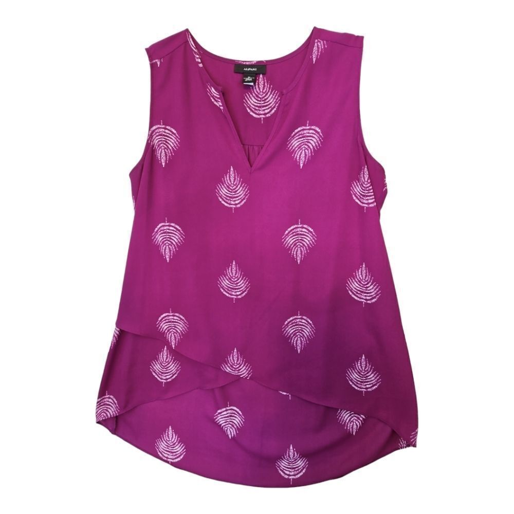 Alfani Feather Sleeveless Blouse Tunic Feather Leaf Print Size M